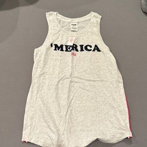 PINK Victoria's Secret Gray 'Merica Tank Top